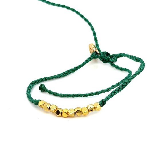 Pura Vida Green Braid Gold Beads Bracelet - Picture 1 of 3